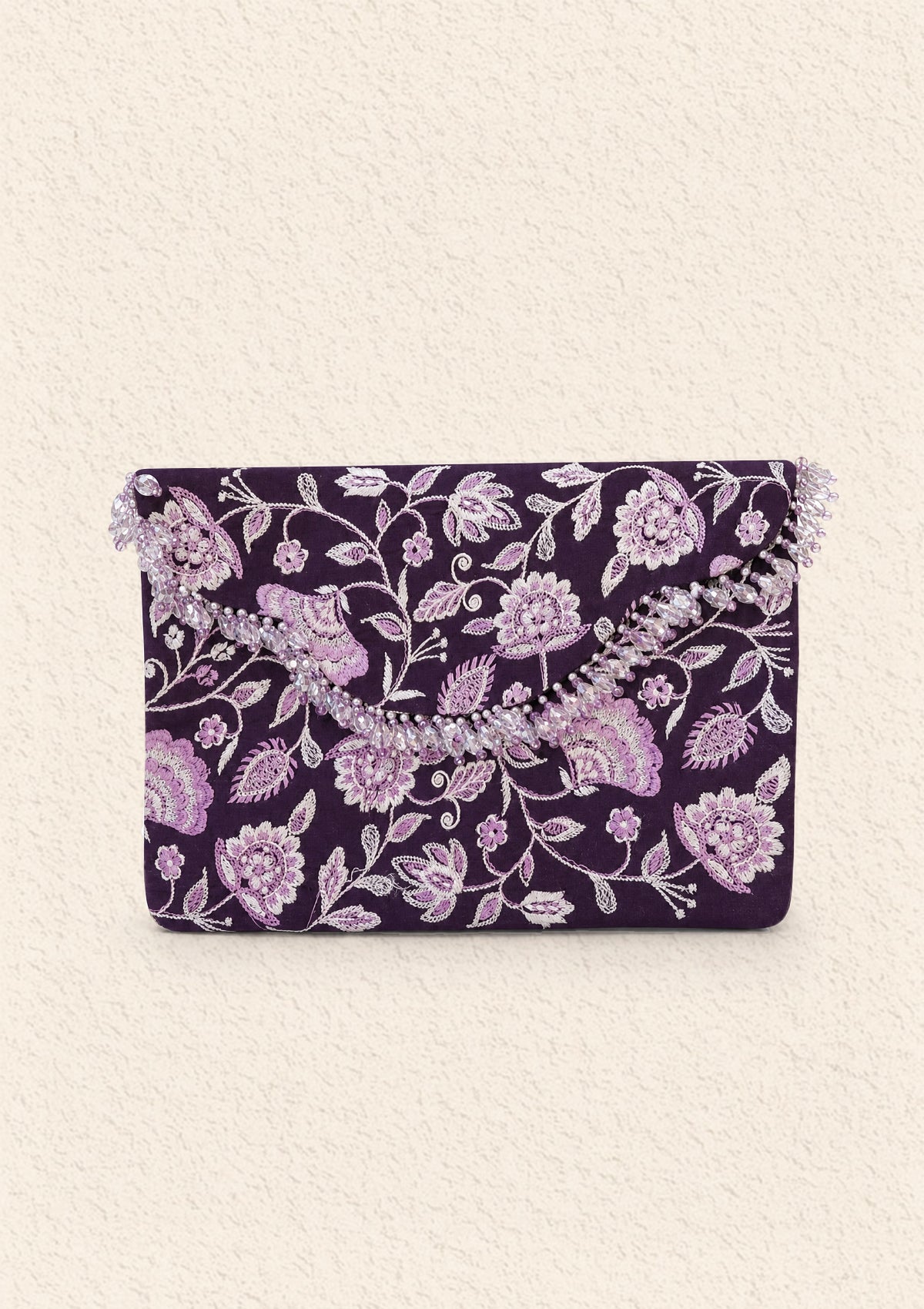 Clutch - Purple White Silk LWA26