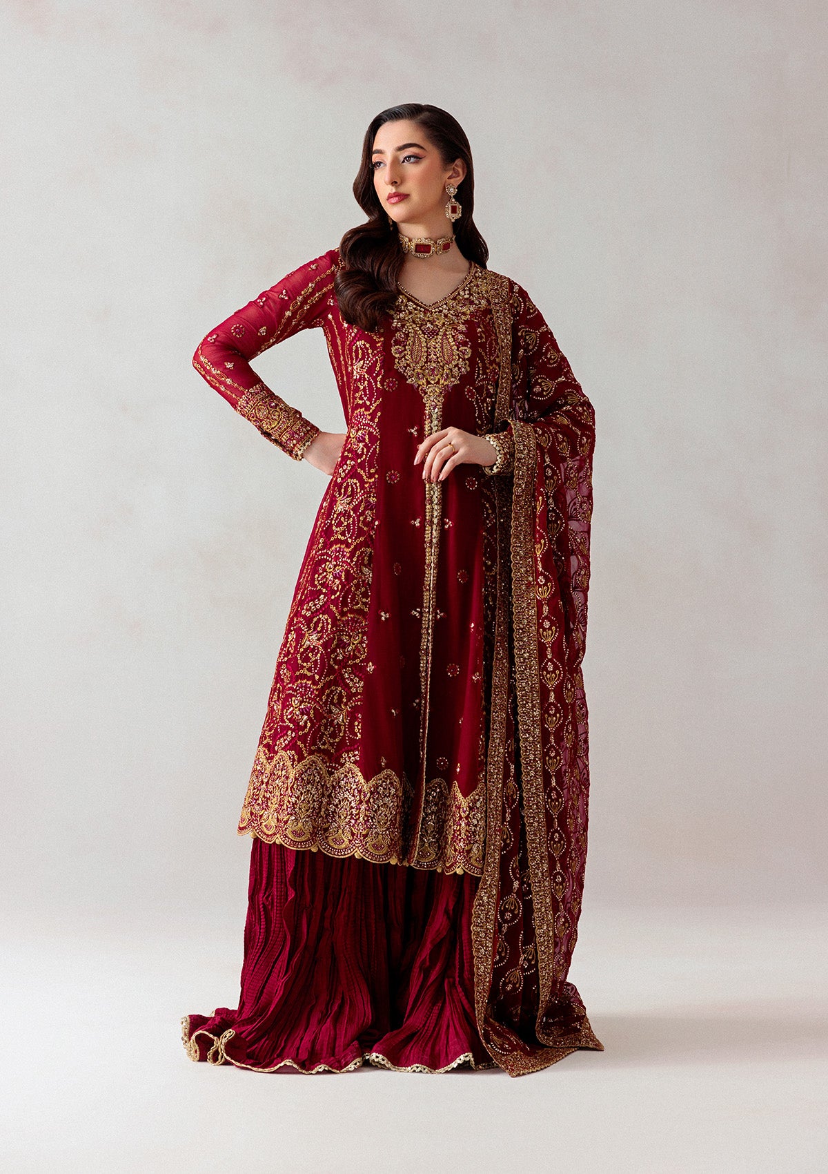 Aik Atelier Embroidered Chiffon Unstitched Saree D-03 - Festive Collection