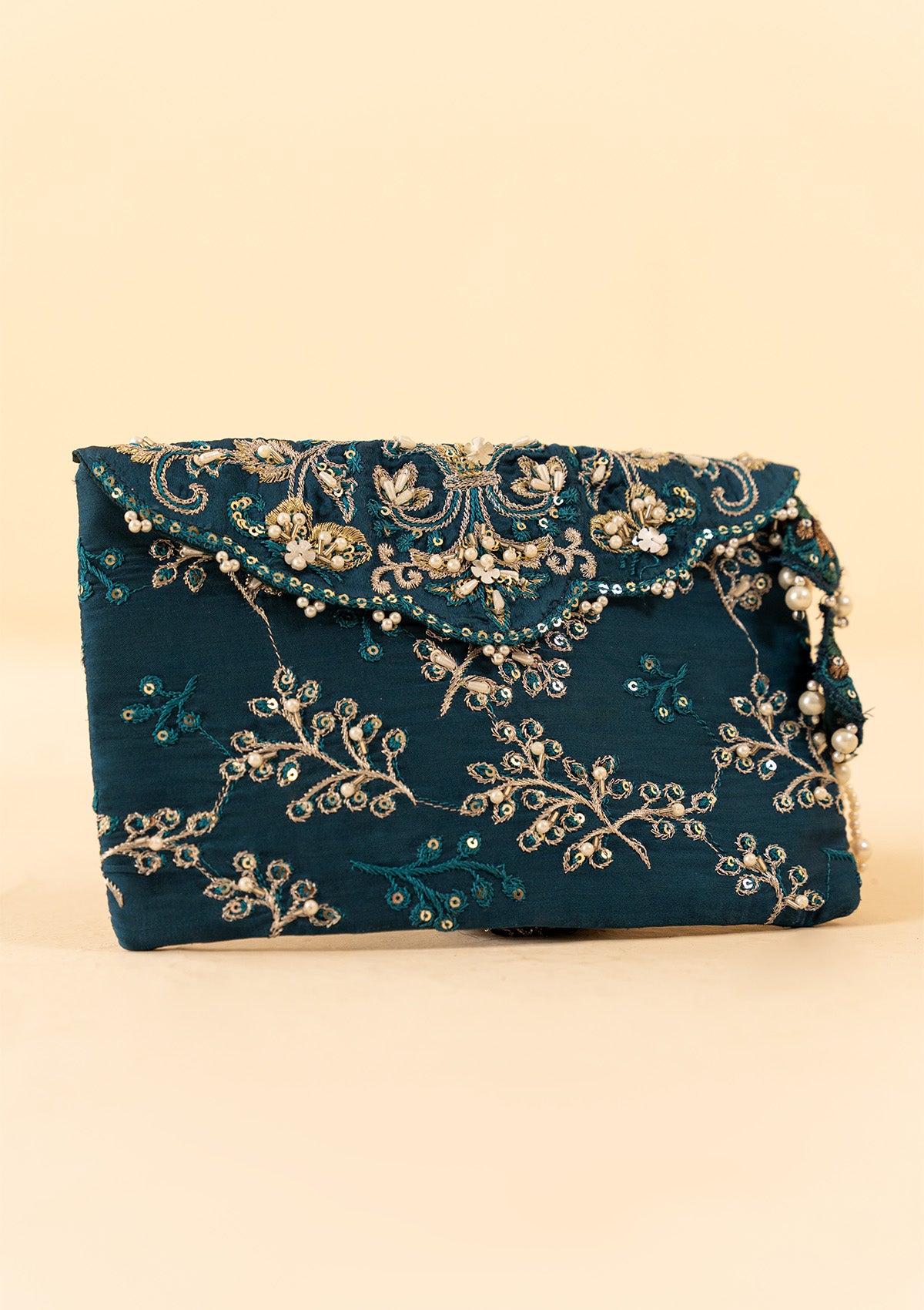 WEDDING FESTIVE ’23 VOL. 2 - TEAL SILK ENVELOPE CLUTCH