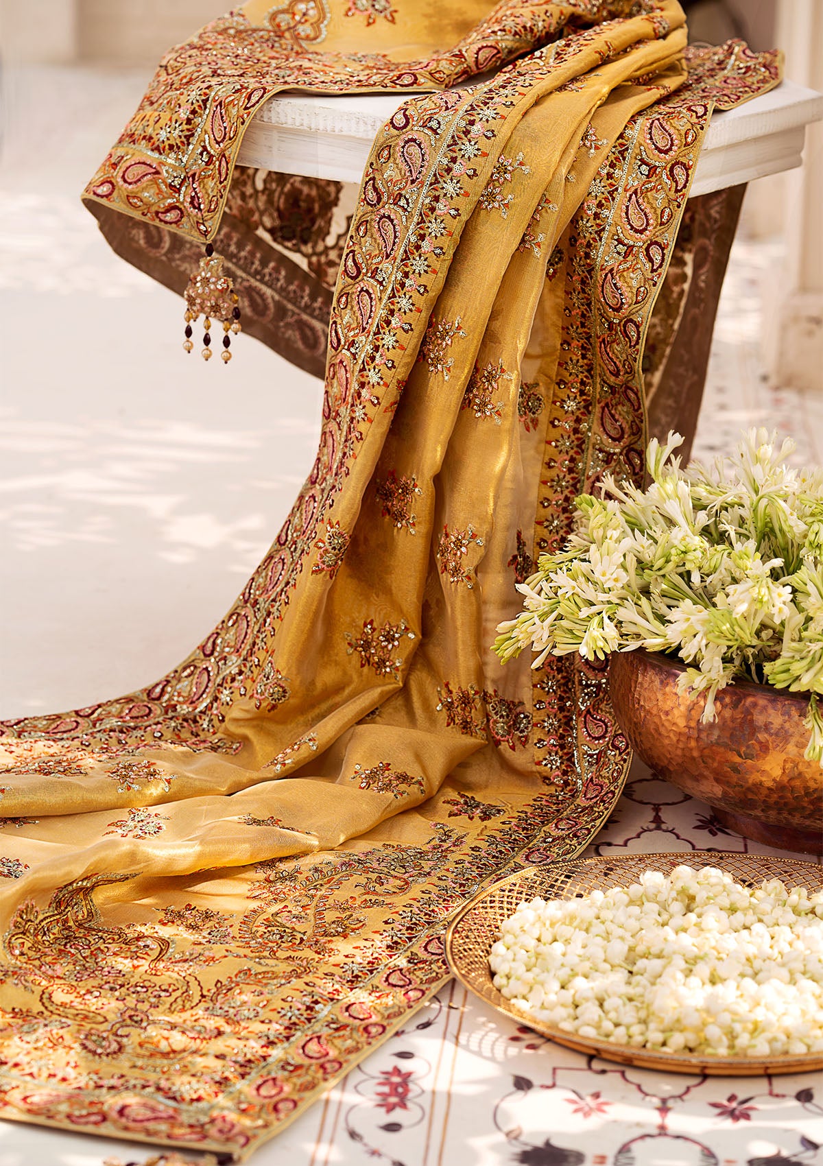 WEDDING FESTIVE â24 VOL. 2 - INDIAN GOLD TISSUE SHAWL