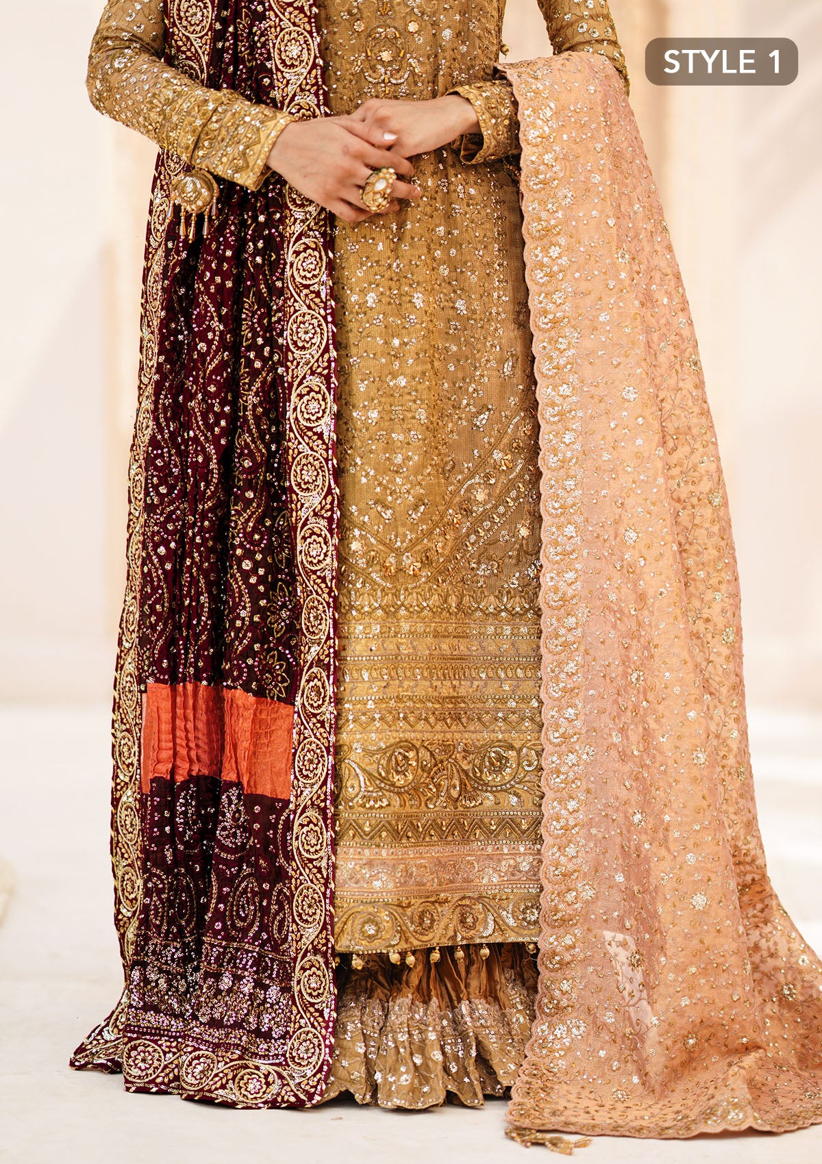 WEDDING FESTIVE ’24 VOL. 2 - MAROON TUSSAR SILK CHUNRI SHAWL
