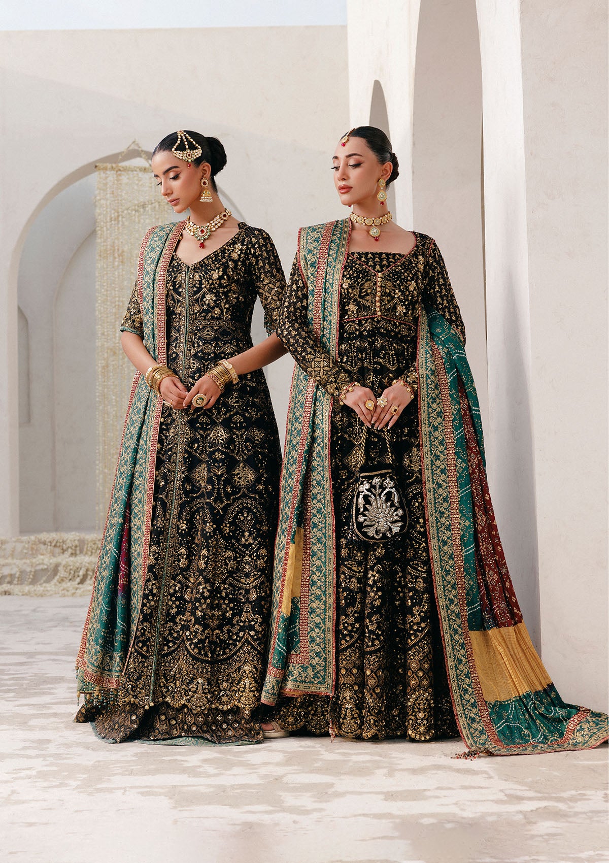 aik atelier black dress Wedding Festive Embroidered Organza Neckline Finishing
